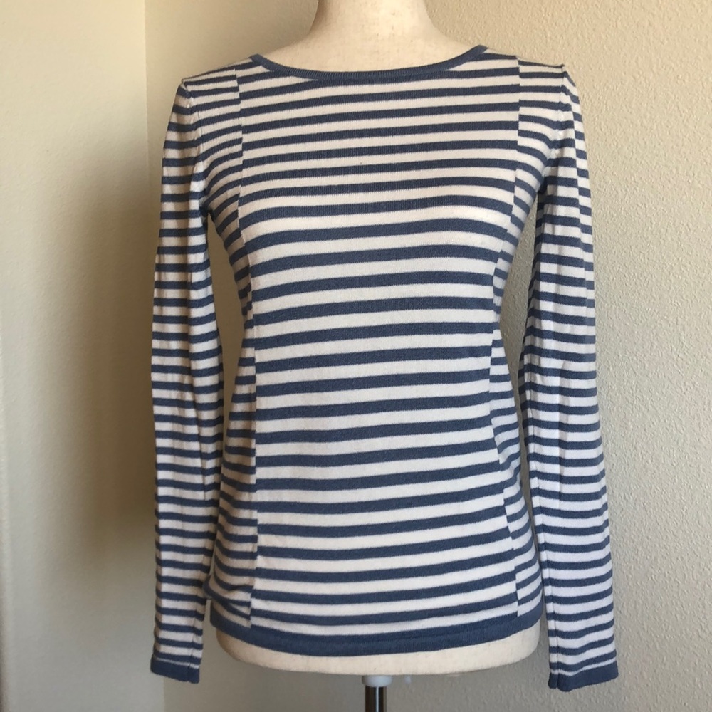 Bass Striped Blue & White Cotton Sweater XS